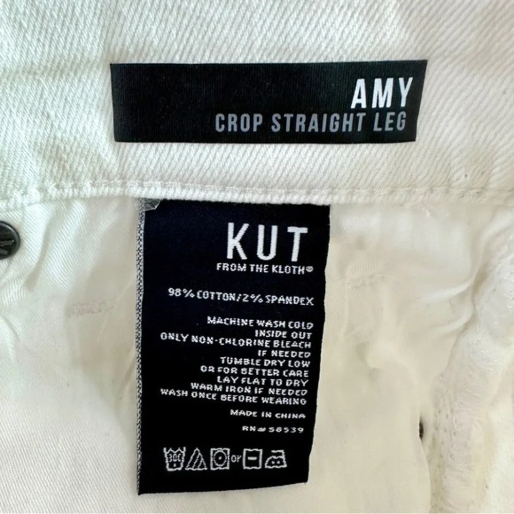 Kut From The Kloth Amy Distressed Cropped Straight Leg‎ White Women Size 4
